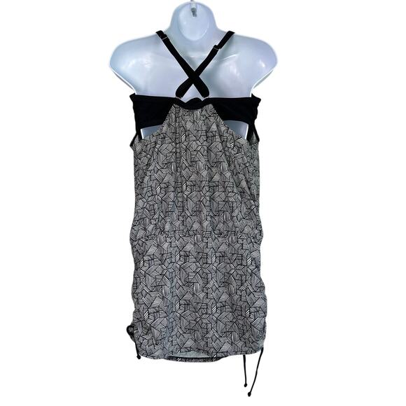 Athleta Laguna‎ Side Scrunch Tankini Top Black White Geometric Womens 38 B/C - Picture 3 of 7